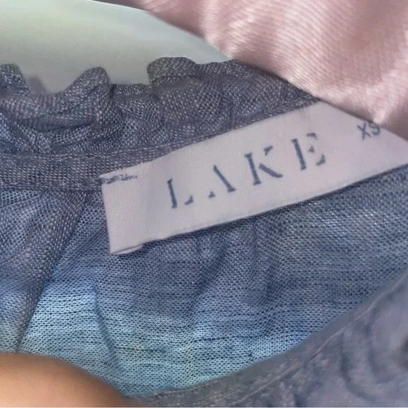 NWOT LAKE Dress Women XS Blue Linen Helen Tiered Ruffle Sundress Pocket Mini - Picture 3 of 7